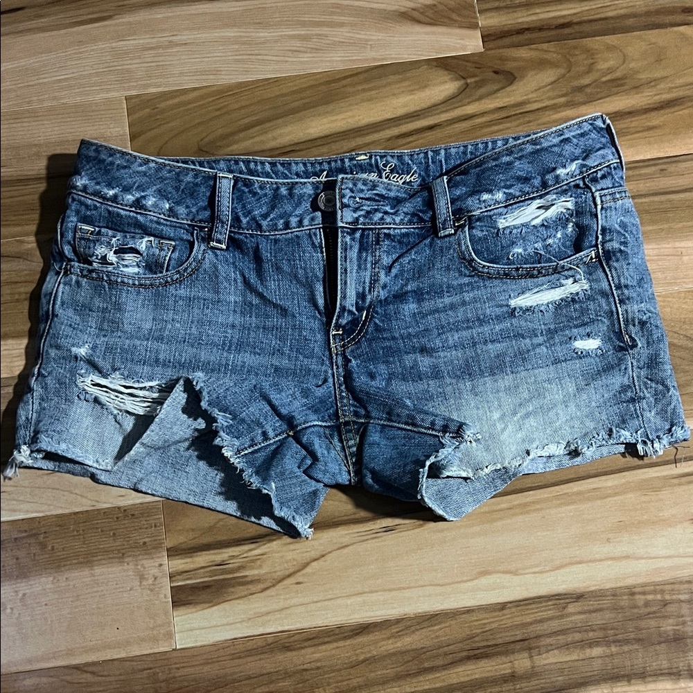 American Eagle Outfitters Distressed Blue Jean Shorts